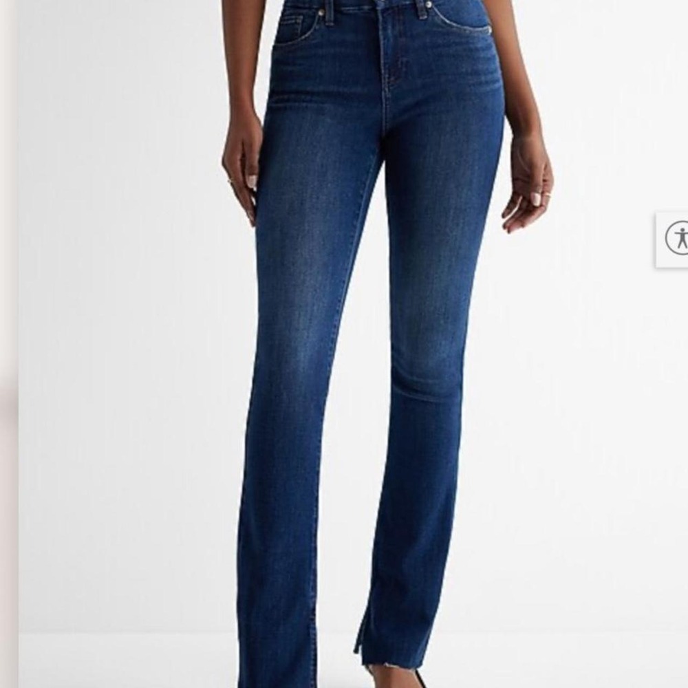 Women's High-Rise Dark Blue Straight Jeans